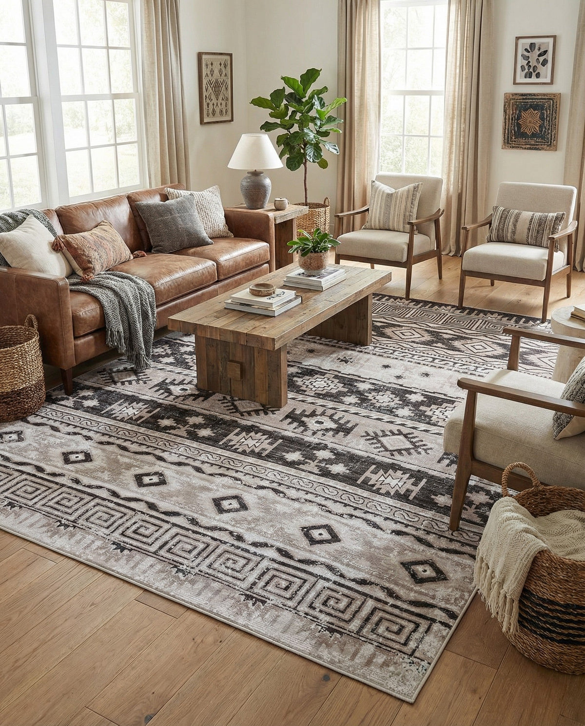 Geneva Terrace Collection Area Rug - Montreux Rectangle Beige  lifestyle 12