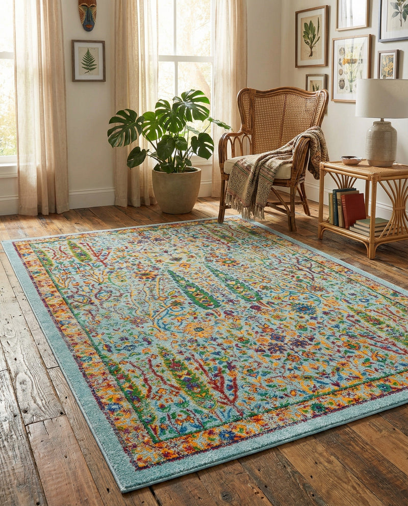 Caribbean Cove Collection Area Rug -  Tobago Rectangle Aqua  lifestyle 50