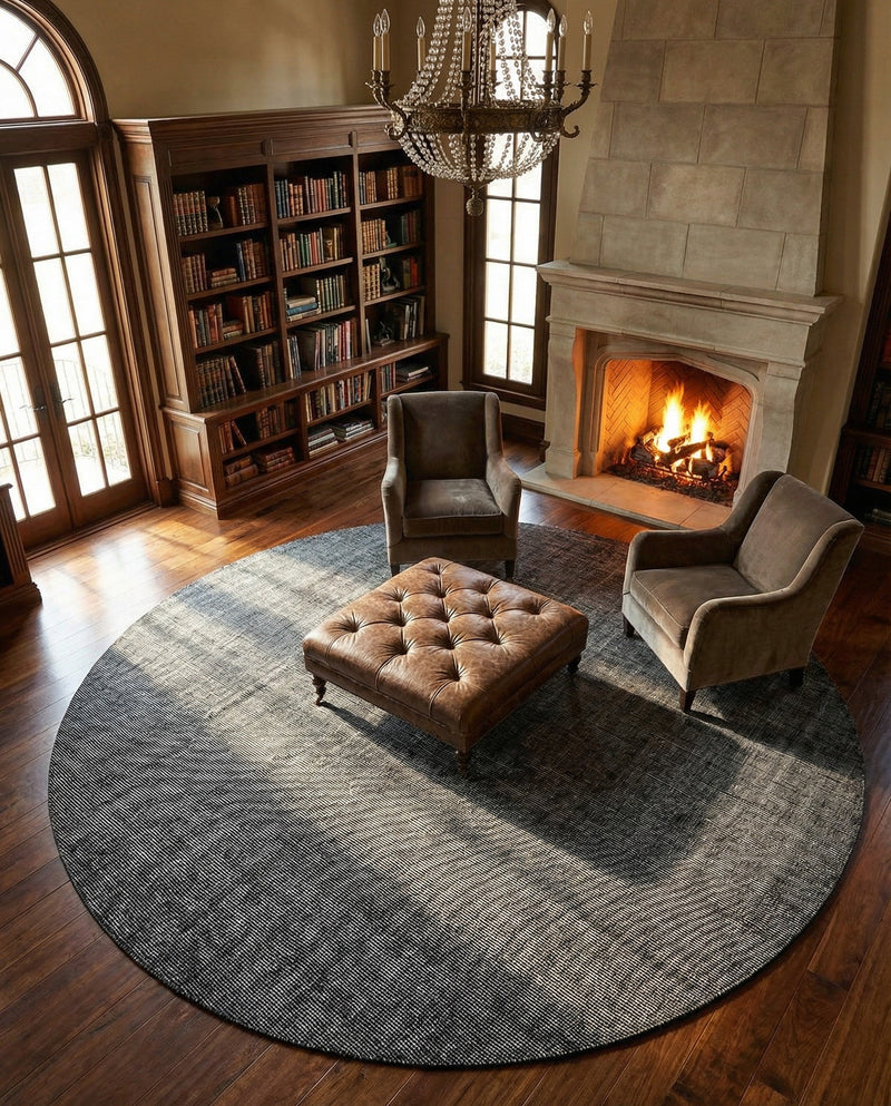 Berkshire Estate Collection Area Rug - Windsor (Blackberry) Round Blackberry  lifestyle 69