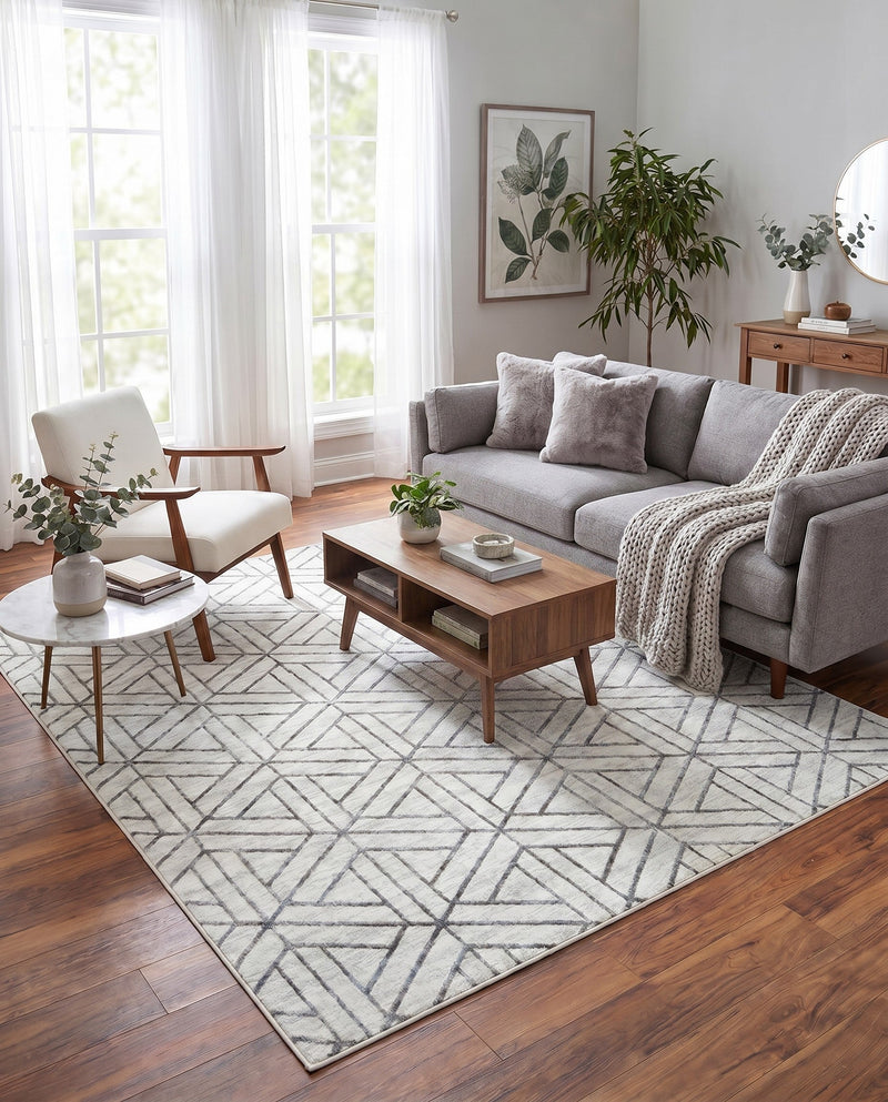 Garden Maze Retreat Collection Area Rug -  Topiarytrail Rectangle White  lifestyle 14