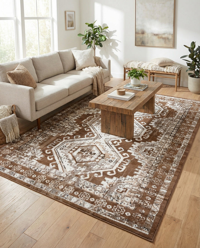 Savannah Elegance Collection Area Rug -  Tybee (Brown) Rectangle Brown  lifestyle 11