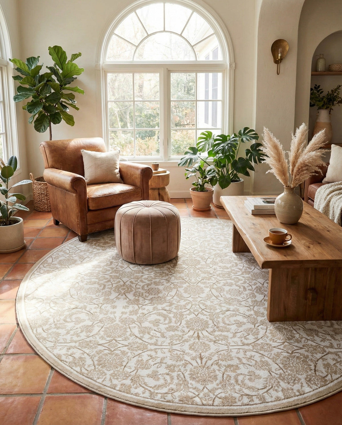 Andes Summit Collection Area Rug -  Chimborazo Round Snow White  lifestyle 134