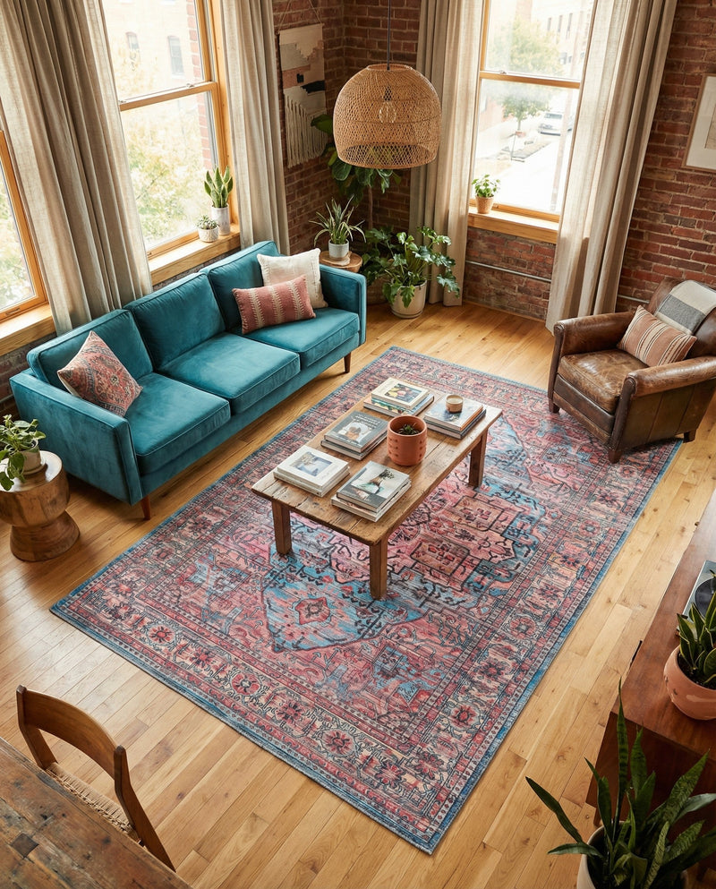 Zahara Oasis Collection Area Rug -  Fez Rectangle Blue  lifestyle 26