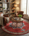 Eden Oasis Collection Area Rug -  Tranquility (Burgundy) Round Burgundy  lifestyle 54