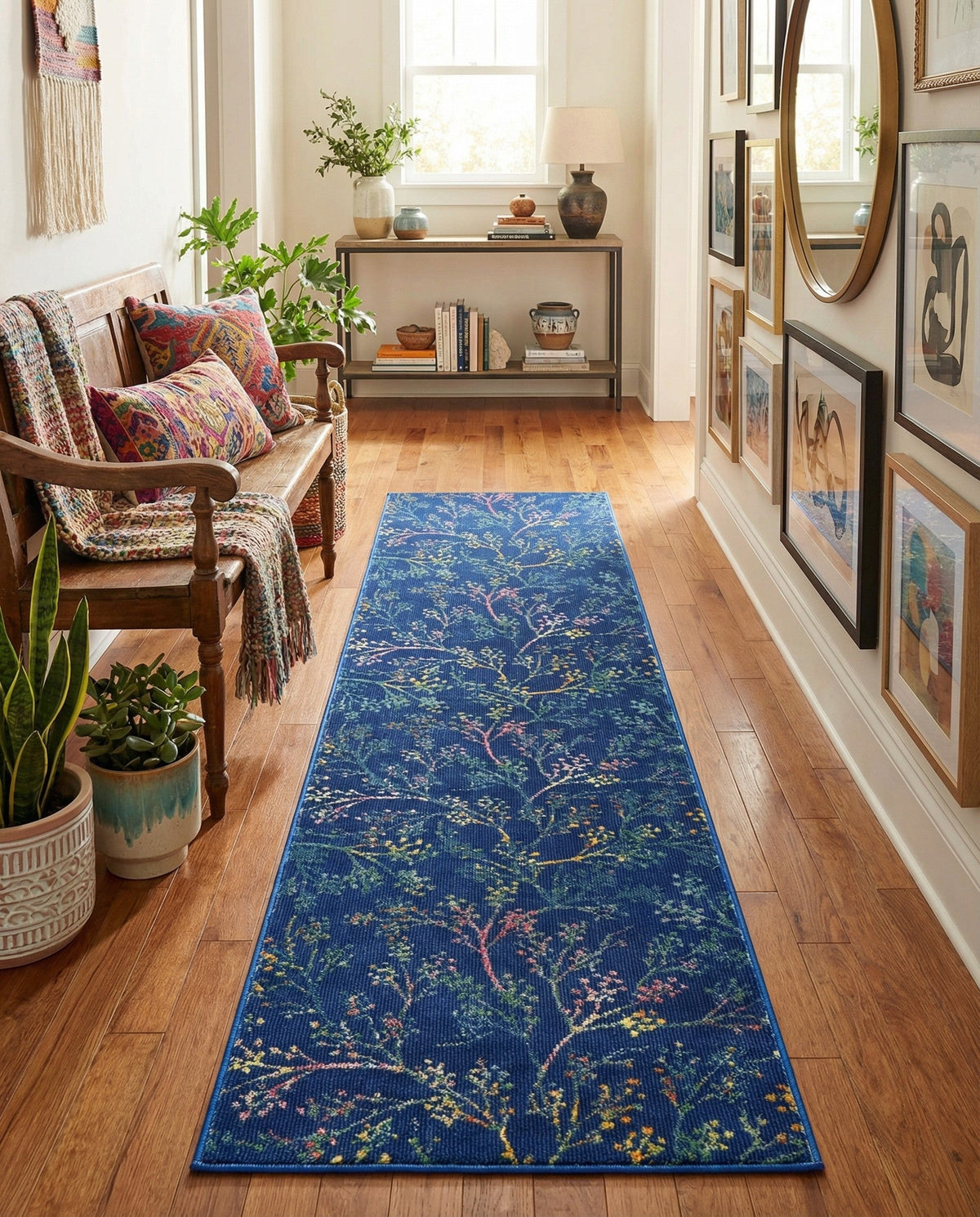 Meadow Breeze Collection Area Rug -  Sunbeam Runner Blue  lifestyle 127