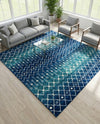 Mediterranean Lattice Collection Area Rug - Santorini (Navy and Teal) Square Navy and Teal  lifestyle 72