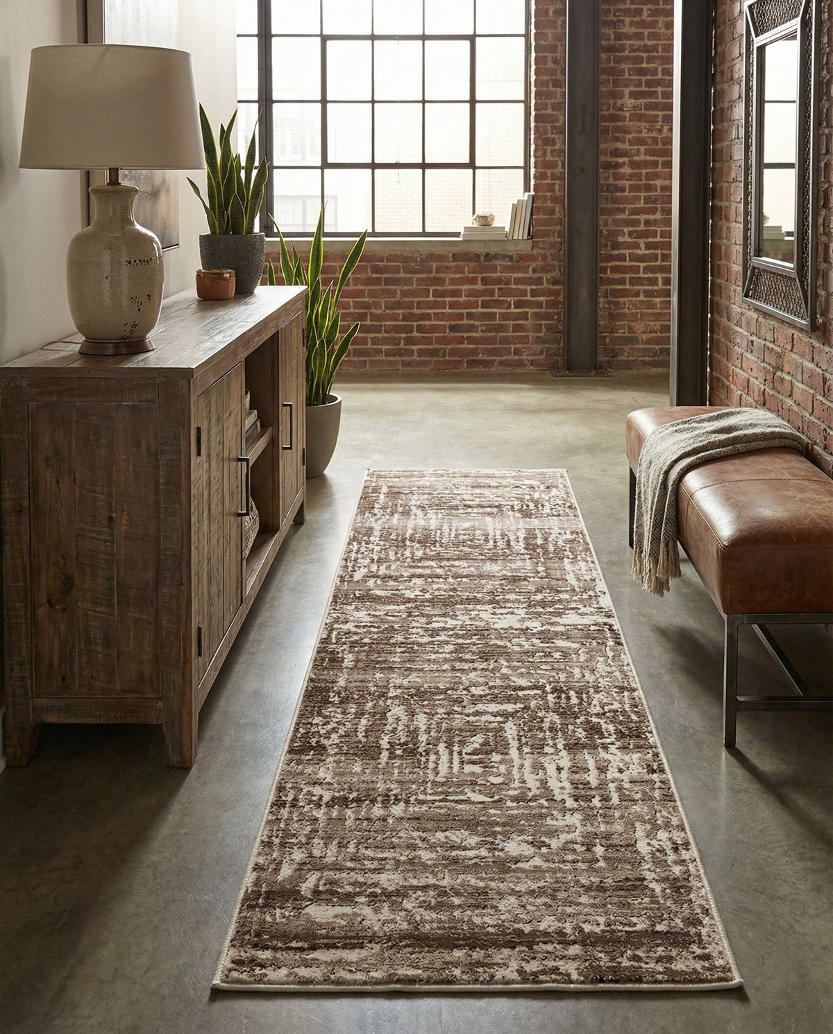 Sanctuary Retreat Collection Area Rug -  Asylum Runner Chocolate Brown  lifestyle 177