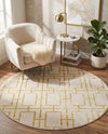 Hollywood Luxe Collection Area Rug -  Beverly (White Gold) Round White Gold  lifestyle 50