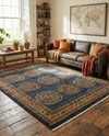 Zagros Oasis Collection Area Rug -  Gilan-e Gharb Rectangle Blue  lifestyle 15