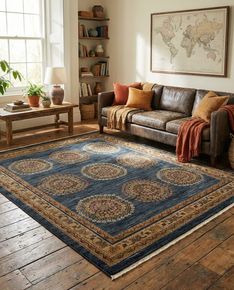 Zagros Oasis Collection Area Rug -  Gilan-e Gharb Rectangle Blue  lifestyle 15