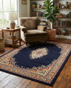 Tabriz Tapestry Collection Area Rug - Azerbaijan (Navy Blue) Rectangle Navy Blue  lifestyle 8
