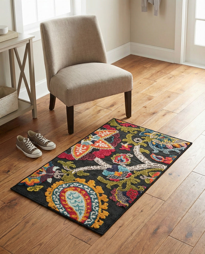 Outdoor Marrakesh Collection Area Rug - Fes Rectangle Multi Black  lifestyle 21