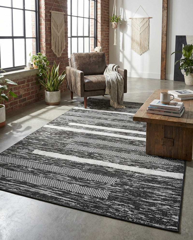 Cathedral Elegance Collection Area Rug - Chapel Rectangle Black  lifestyle 33