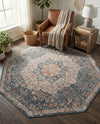 Coastal Haven Collection Area Rug - Seabreeze (Blue) Octagon Blue  lifestyle 54