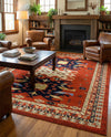 Tabriz Tapestries Collection Area Rug - Azerbaijan (Terracotta) Rectangle Terracotta  lifestyle 20