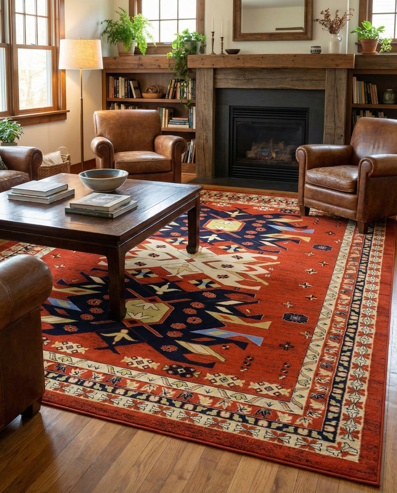 Tabriz Tapestries Collection Area Rug - Azerbaijan (Terracotta) Rectangle Terracotta  lifestyle 20