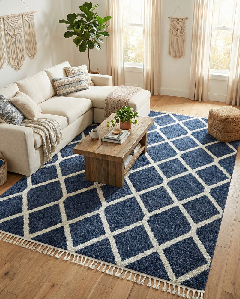 Sahara Chic Collection Area Rug -  Tuareg Rectangle Blue  lifestyle 46