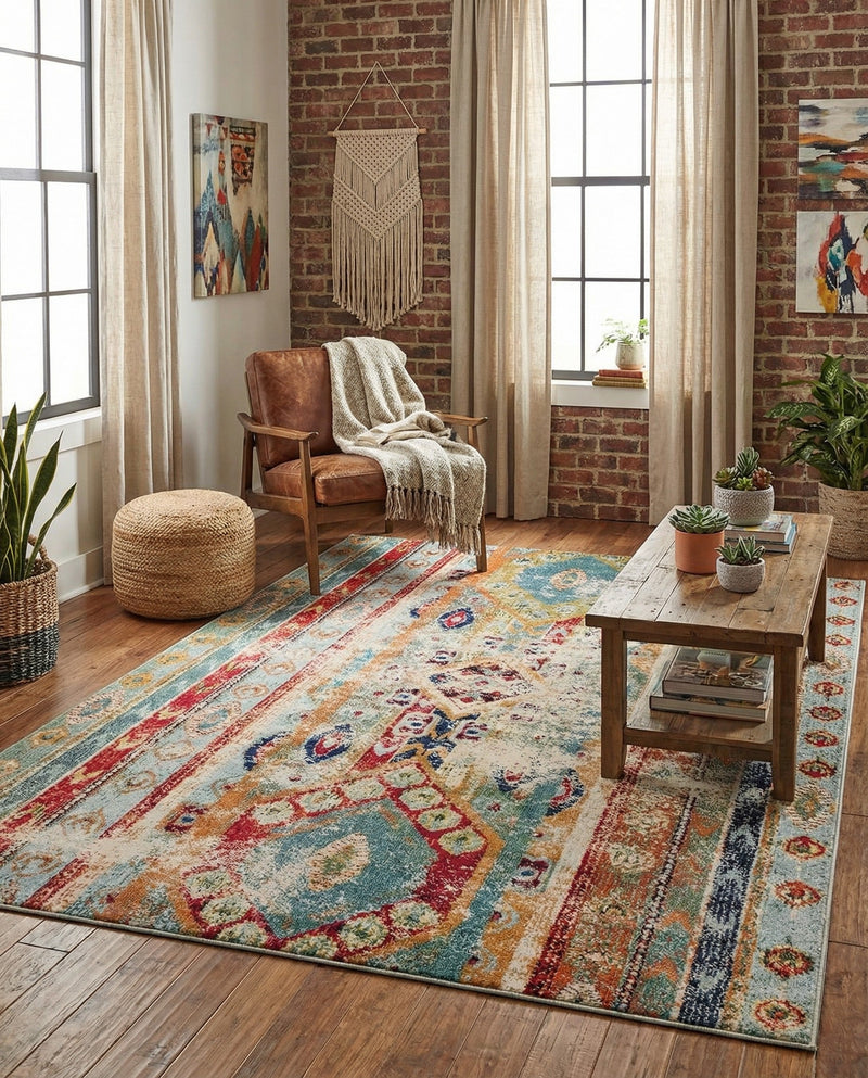 Sedona Vista Collection Area Rug -  Navajo Rectangle Blue  lifestyle 31