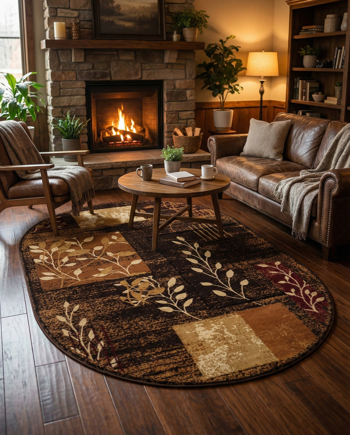 Bistro Lounge Collection Area Rug -  Affogato Oval Brown  lifestyle 138