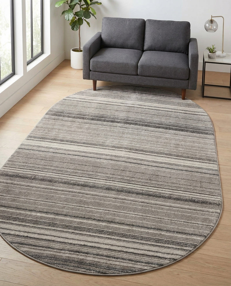 Jewel Oasis Collection Area Rug - Sapphire (Gray) Oval Gray  lifestyle 48