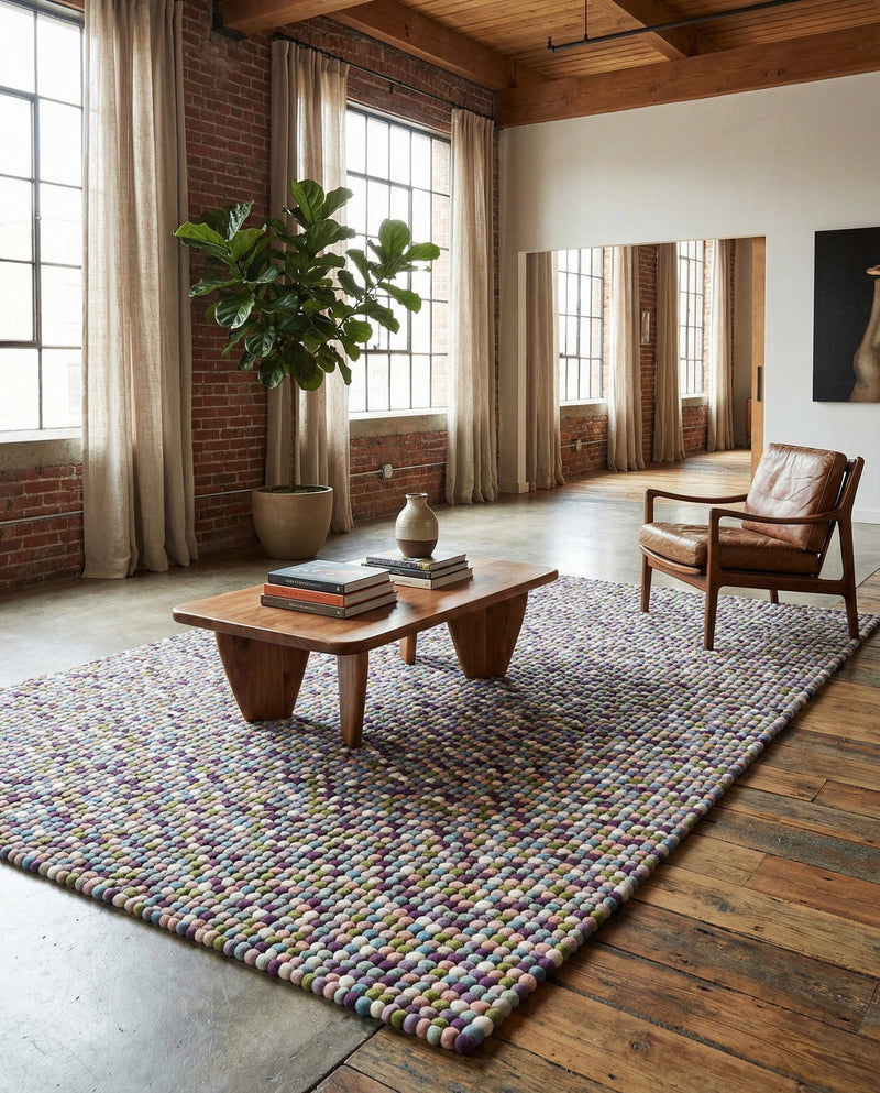 Woolen Sphere Collection Area Rug - Orbsburg (Pink and Purple) Rectangle Pink and Purple  lifestyle 18
