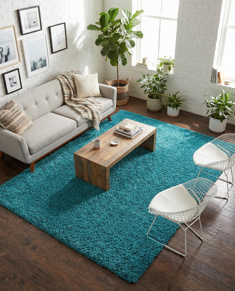 Plush Oasis Collection Area Rug - Serenity (Deep Aqua Blue) Rectangle Deep Aqua Blue  lifestyle 22