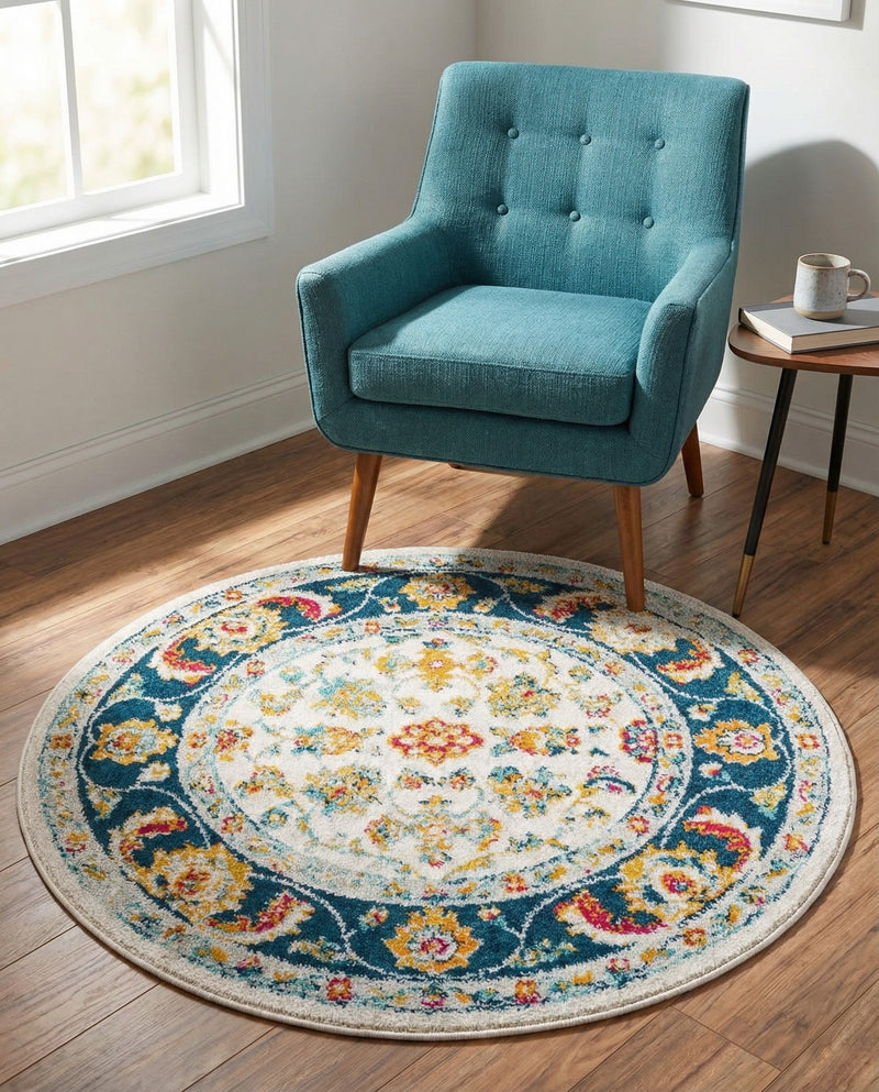 Adriana Terrace Collection Area Rug -  Positano (Multi) Round Multi  lifestyle 26