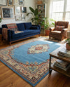 Tabriz Tapestry Collection Area Rug - Azerbaijan (Light Blue) Rectangle Light Blue  lifestyle 8