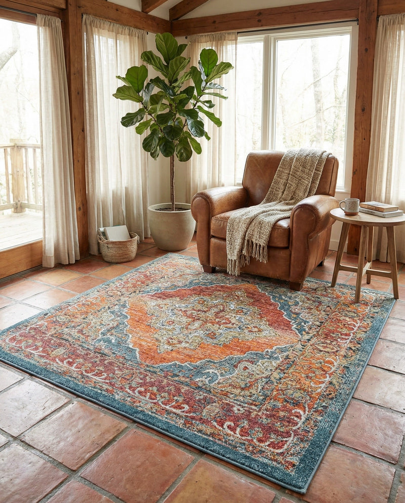 Savannah Soiree Collection Area Rug - Serengeti (Rust Red) Square Rust Red  lifestyle 63