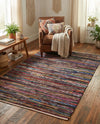 Thar Cotton Collection Area Rug - Alleppey Rectangle Multi Black  lifestyle 9
