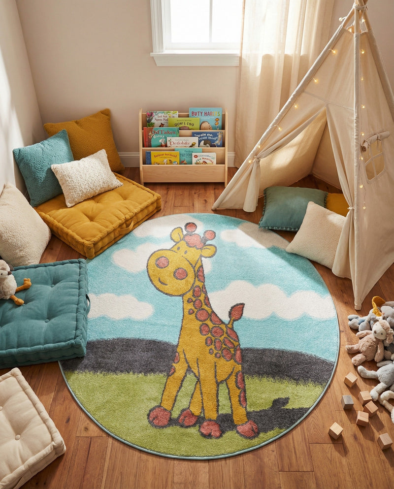 Wonder Tykes Collection Area Rug -  Frolic Round Blue  lifestyle 26