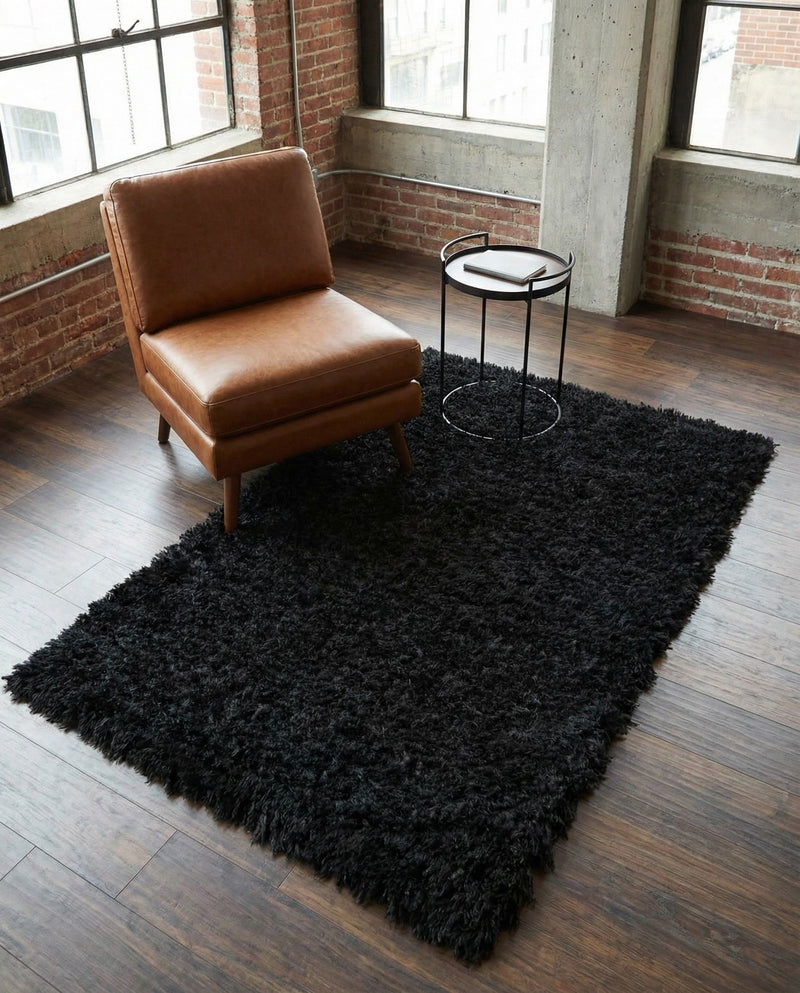 Eternal Plush Oasis Collection Area Rug -  Tranquility (Onyx Black) Rectangle Onyx Black  lifestyle 9
