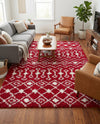 Berber Lattice Shag Collection Area Rug - Atlas (Burgundy Red) Rectangle Burgundy Red  lifestyle 16