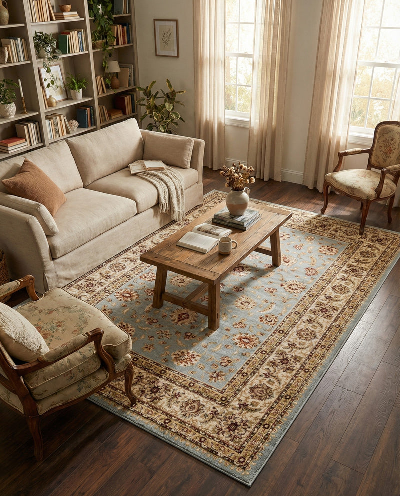 Jaipur Elegance Collection Area Rug -  Nahargarh (Light Blue) Rectangle Light Blue  lifestyle 10