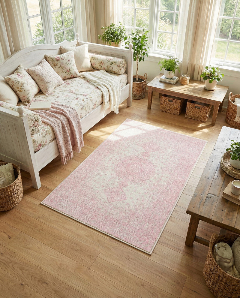 Dover Terrace Collection Area Rug - Marina (Pink) Rectangle Pink  lifestyle 13