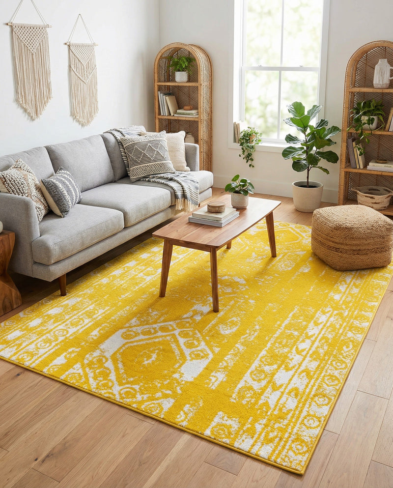Brighton Stripes Collection Area Rug - Sussex (Yellow) Rectangle Yellow  lifestyle 8