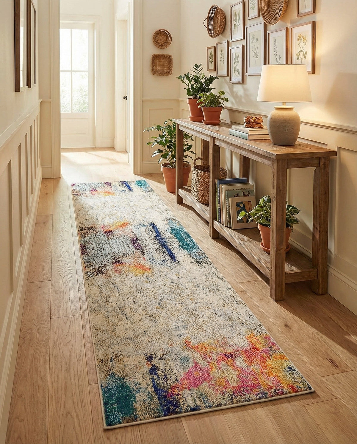 Chromatic Oasis Collection Area Rug -  Azure Runner Beige  lifestyle 96