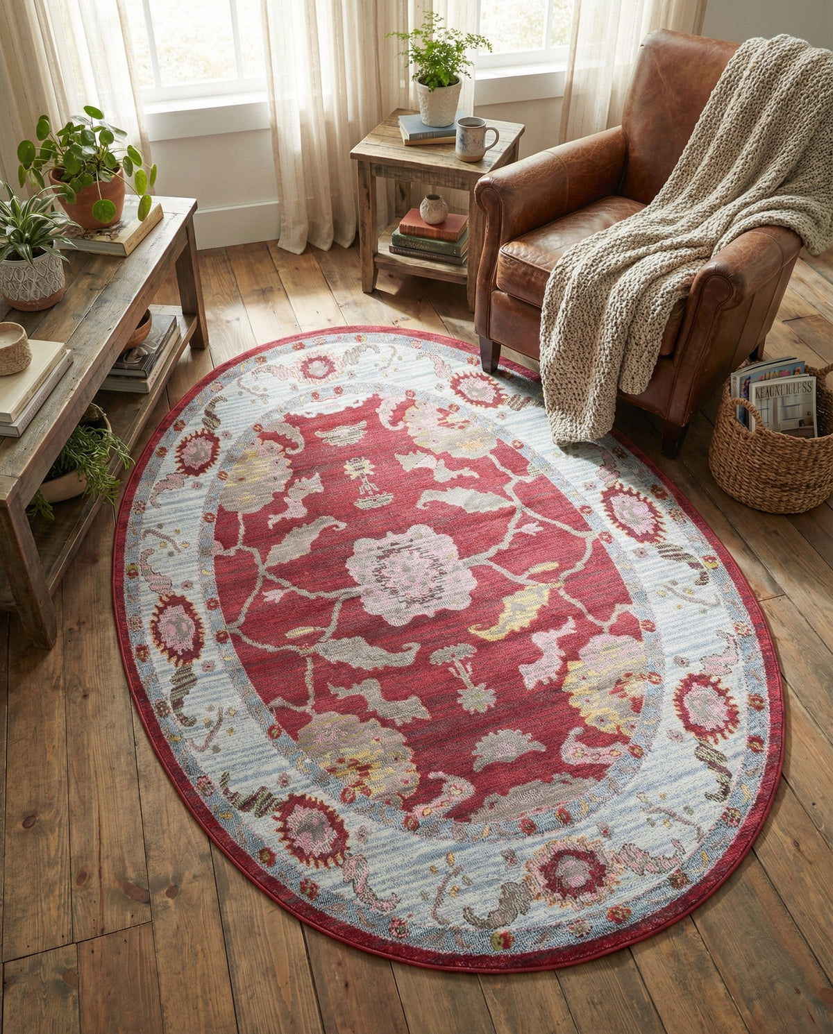 Arcadia Rugs Collection Area Rug - Eden (Red) Oval Red  lifestyle 82