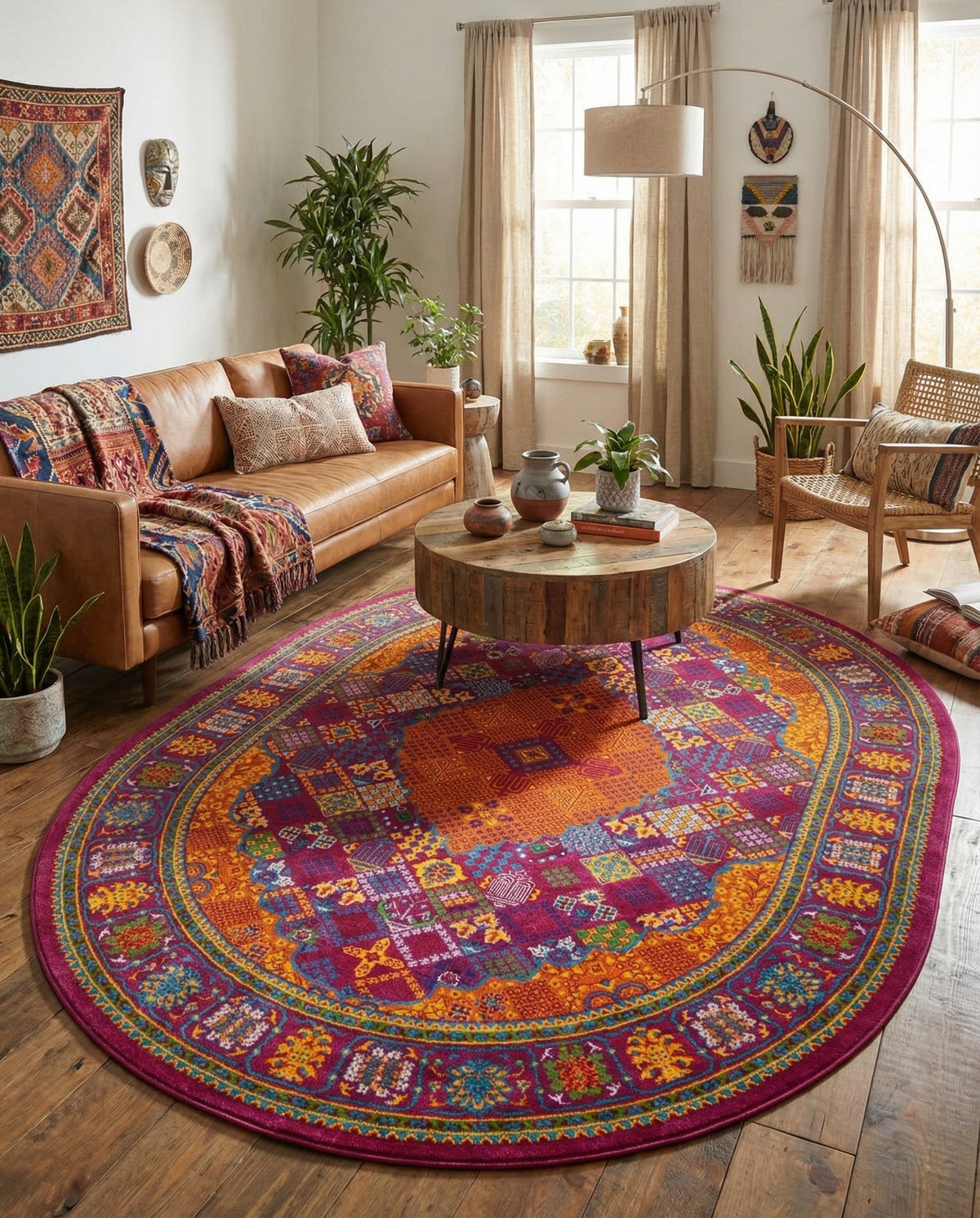 Caribbean Cove Collection Area Rug -  Mustique Oval Fuchsia  lifestyle 71