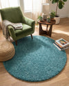 Cozy Comfort Shag Collection Area Rug - Haven (Turquoise) Round Turquoise  lifestyle 70