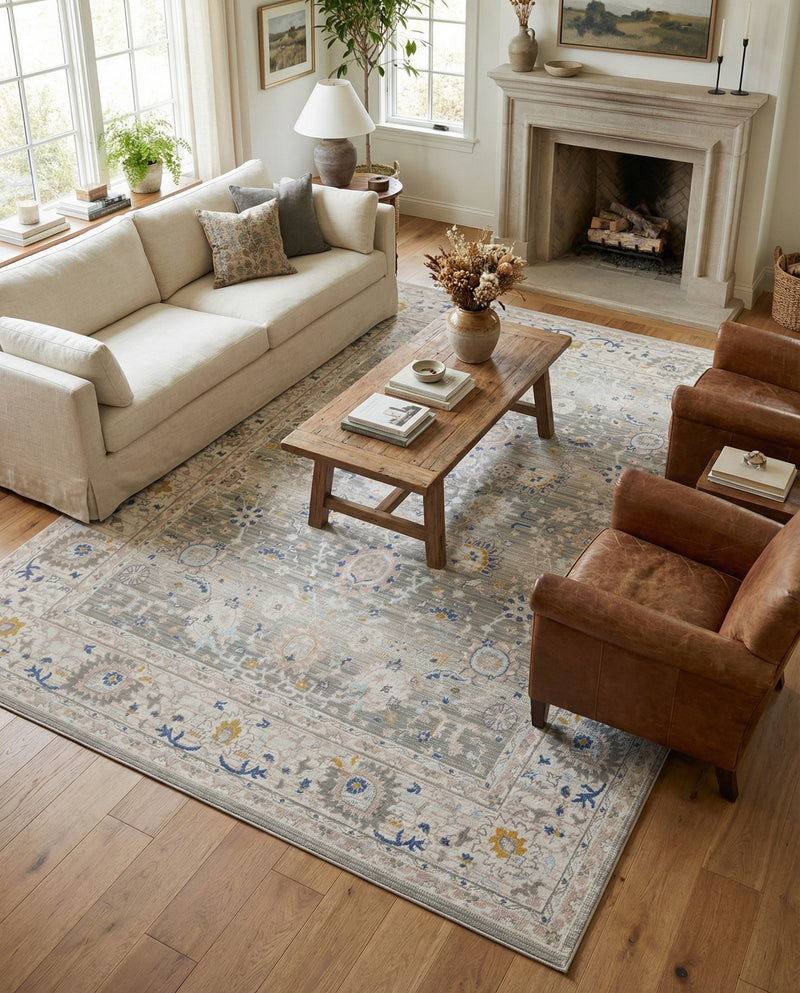 Savannah Series Collection Area Rug -  Beaufort Rectangle Cloud Gray  lifestyle 65