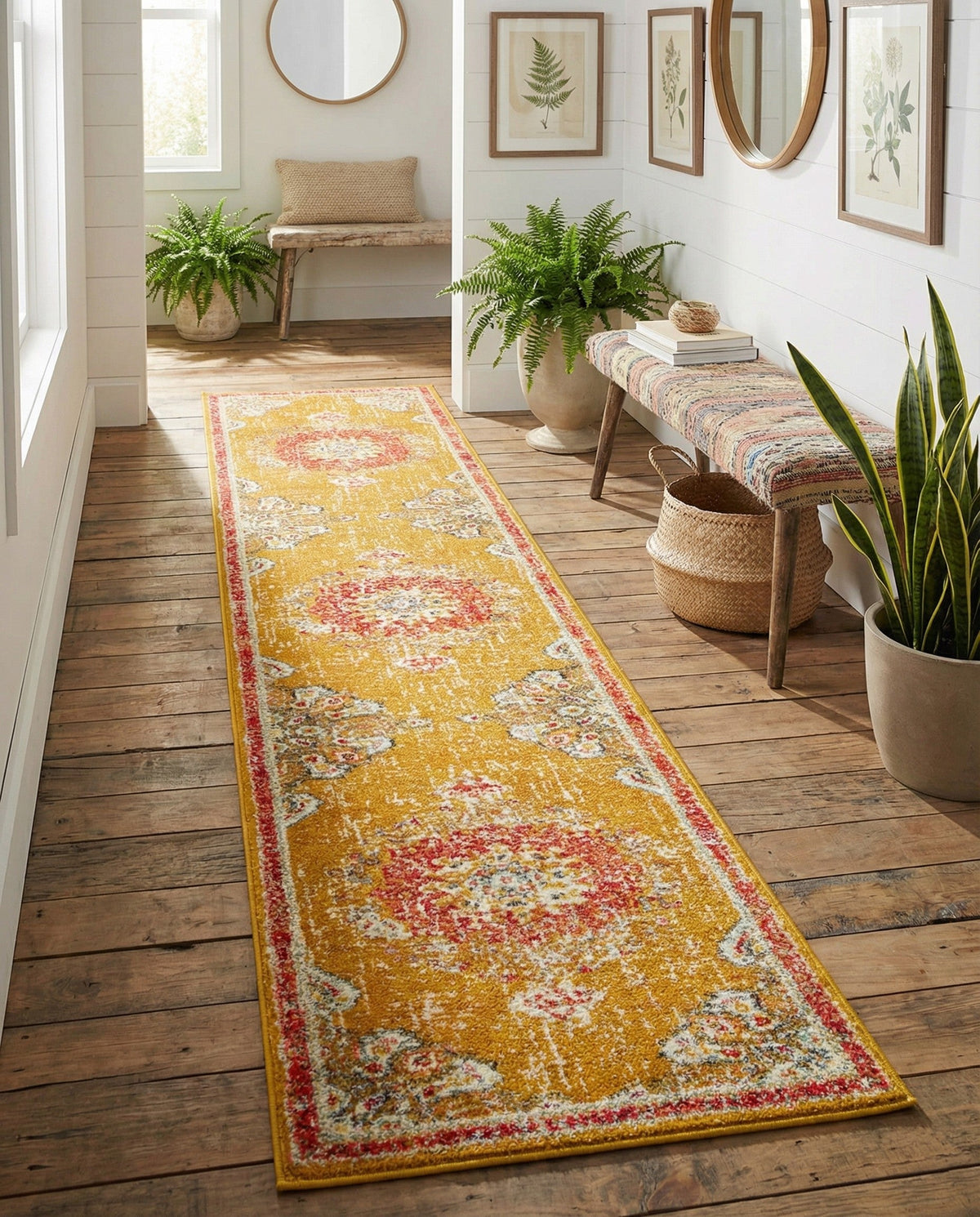 Brighton Terrace Collection Area Rug - Hove (Gold) Runner Gold  lifestyle 104