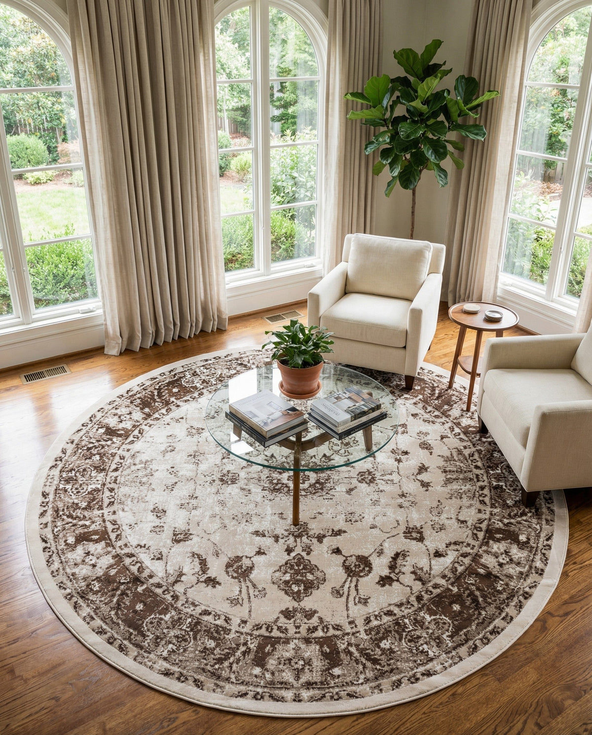 Andes Summit Collection Area Rug -  Aconcagua Round Cream  lifestyle 86