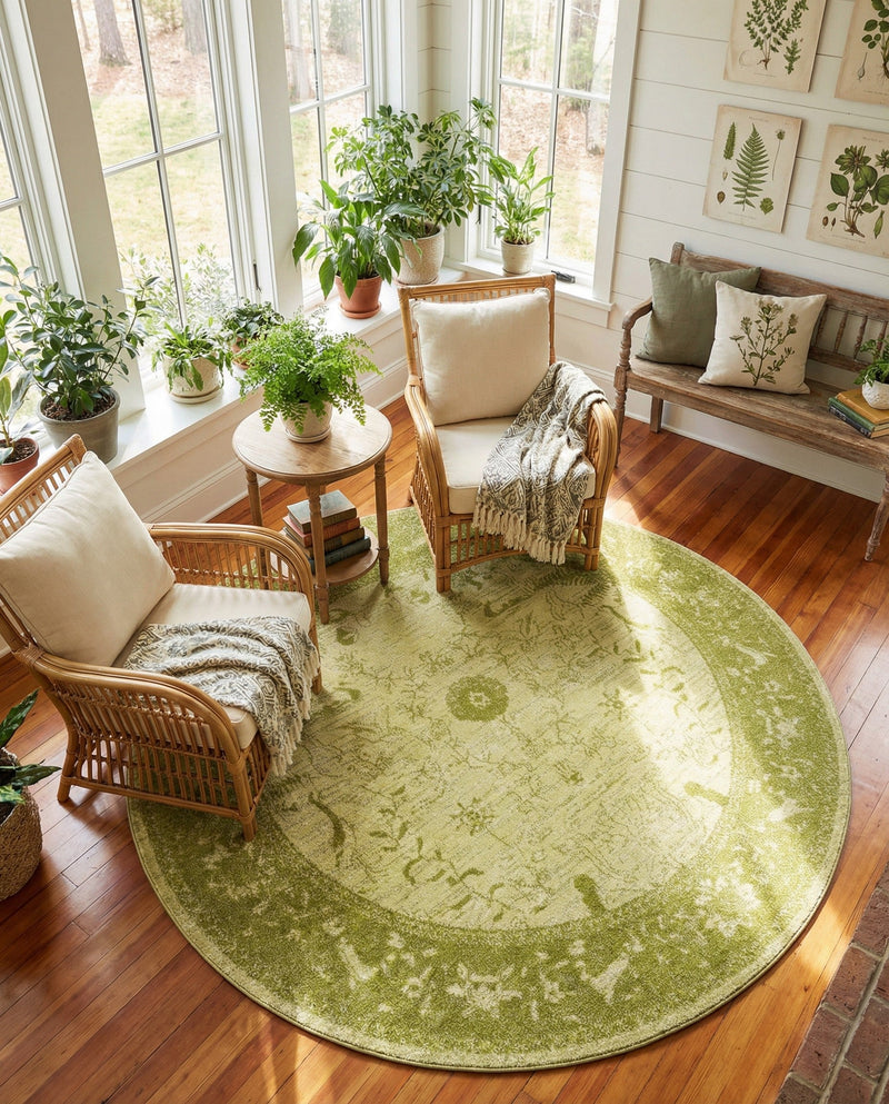Horizon Collection Area Rug -  Apex (Light Green) Round Light Green  lifestyle 26
