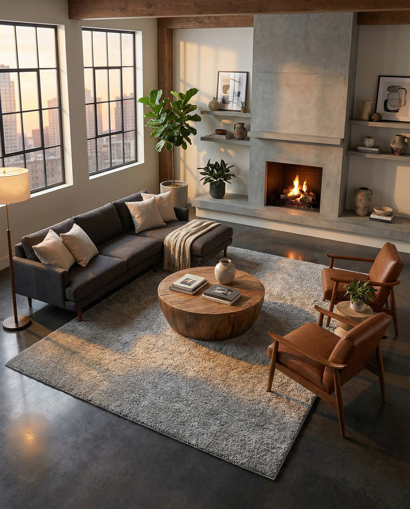 Cozy Comfort Shag Collection Area Rug - Haven (Cloud Gray) Rectangle Cloud Gray  lifestyle 16