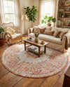 Coastal Haven Collection Area Rug - Seabreeze (Red) Round Red  lifestyle 59