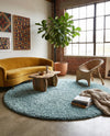 Eternal Plush Oasis Collection Area Rug -  Tranquility (Slate Blue) Round Slate Blue  lifestyle 58