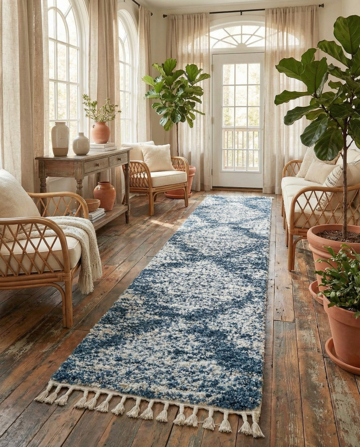 Tranquil Tides Shag Collection Area Rug -  Azure Runner Blue  lifestyle 193