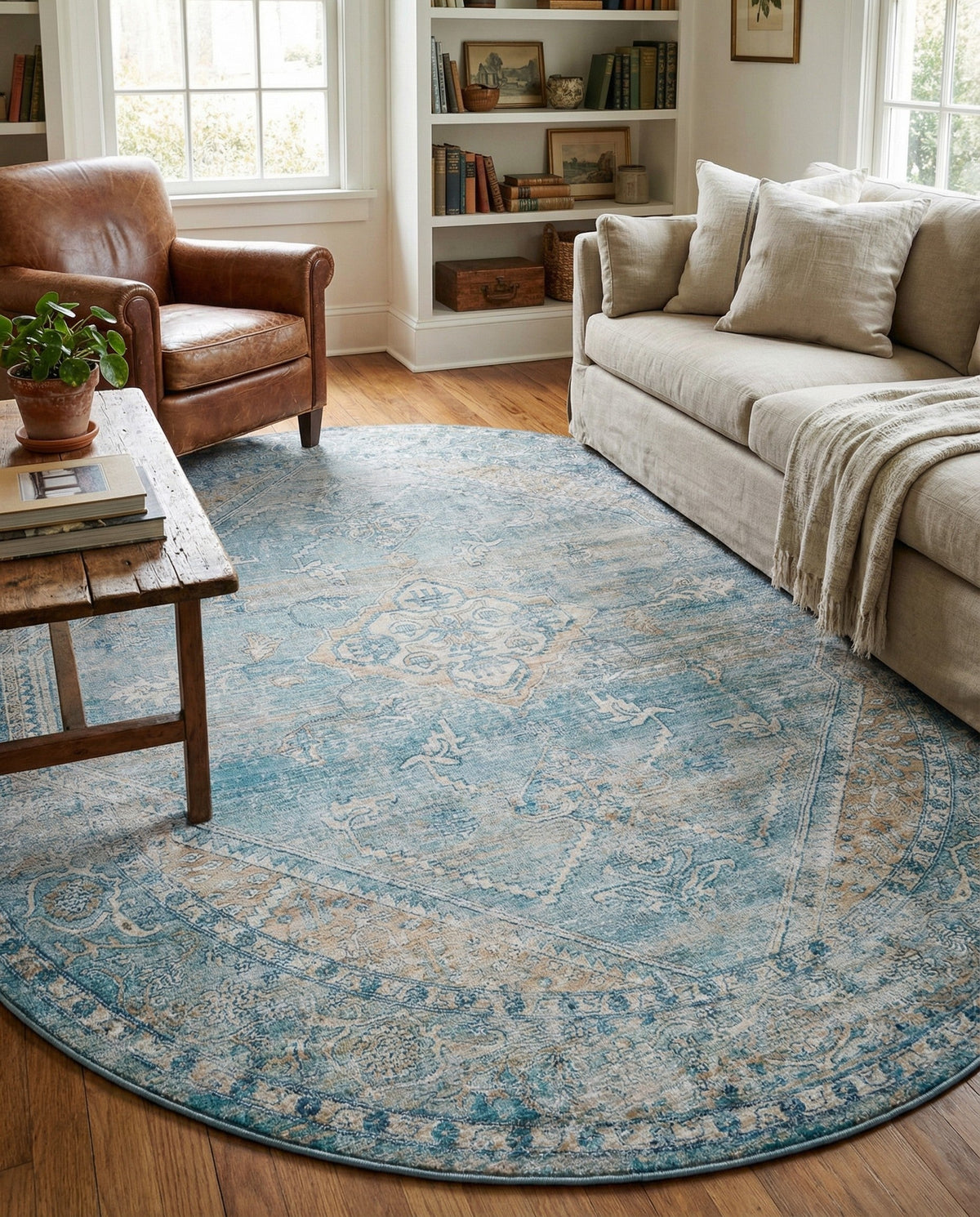 Coastal Haven Collection Area Rug -  Marina Oval Blue  lifestyle 198