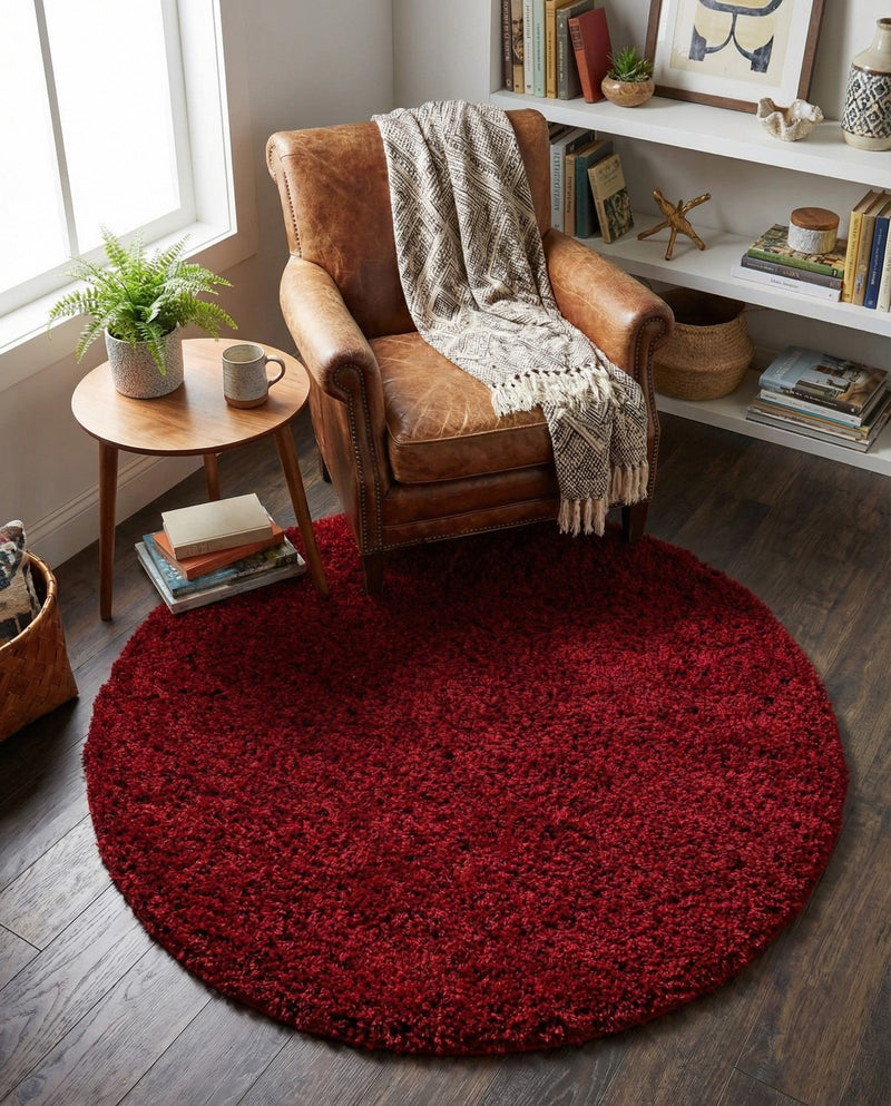 Plush Oasis Collection Area Rug - Serenity (Cherry Red) Round Cherry Red  lifestyle 72